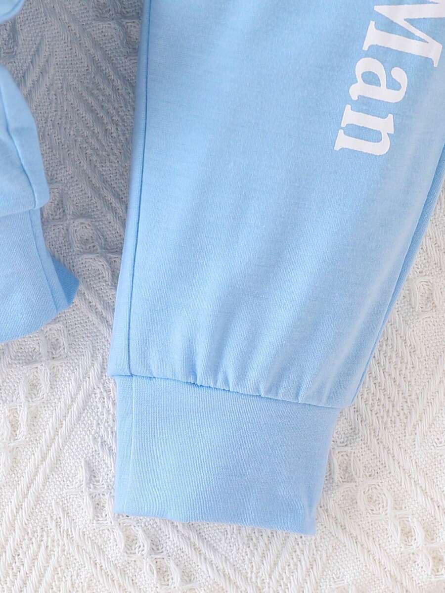 Cute Baby Boy Letter Print Bodysuit & Sweatpants Matching Set for Spring Summer