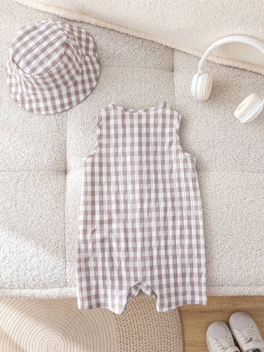 Baby Boy White Sleeveless Romper with Pockets Casual Short Jumpsuit for Everyday Wear