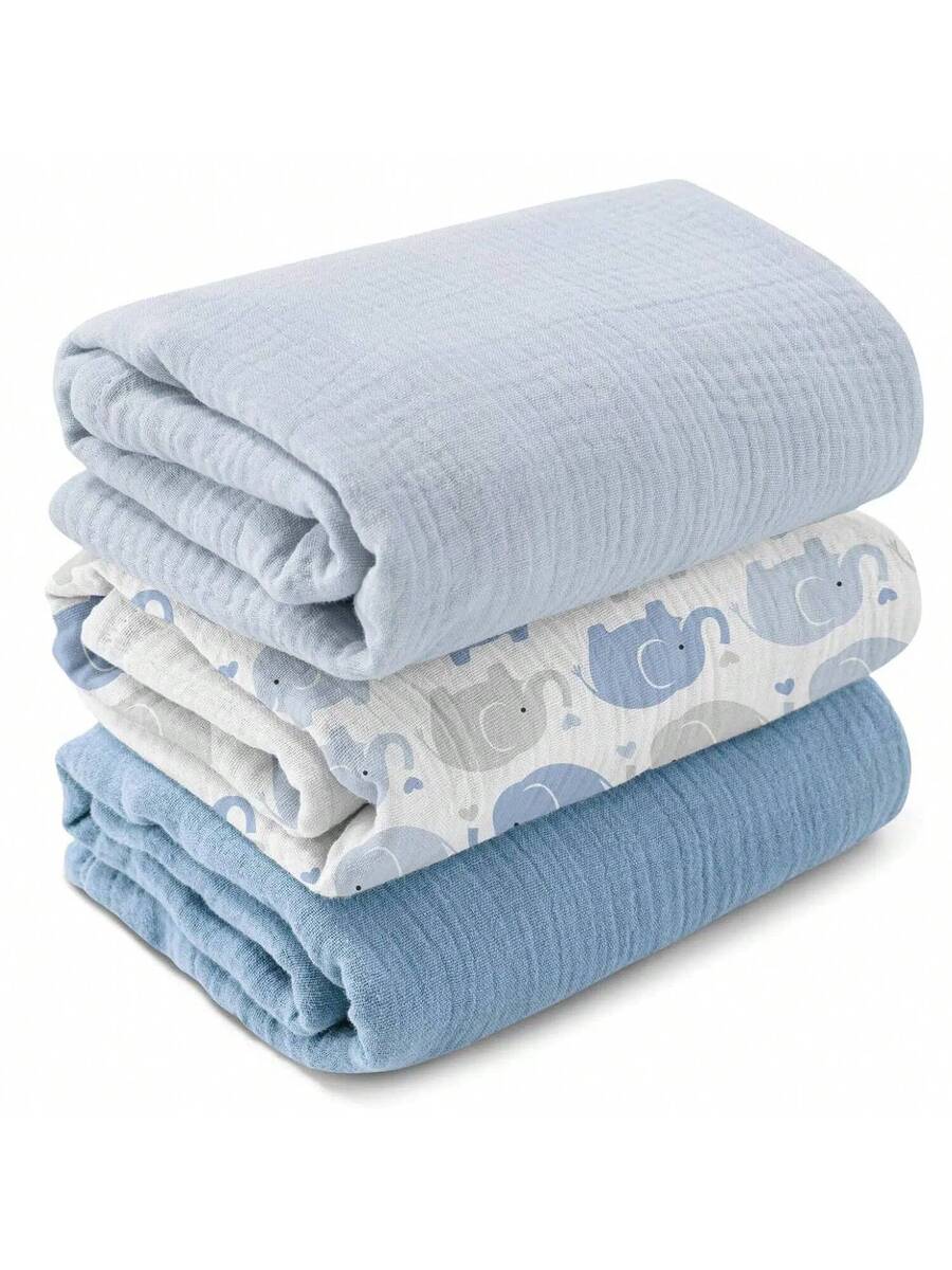 3 Pack Muslin Swaddle Blankets Soft Breathable Receiving Blankets for Newborns and Infants