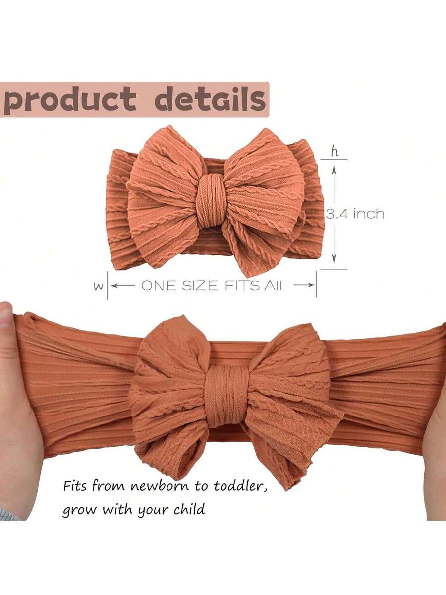 8pcs Handmade Baby Bow Headbands for Newborn and Toddler Daily Wear