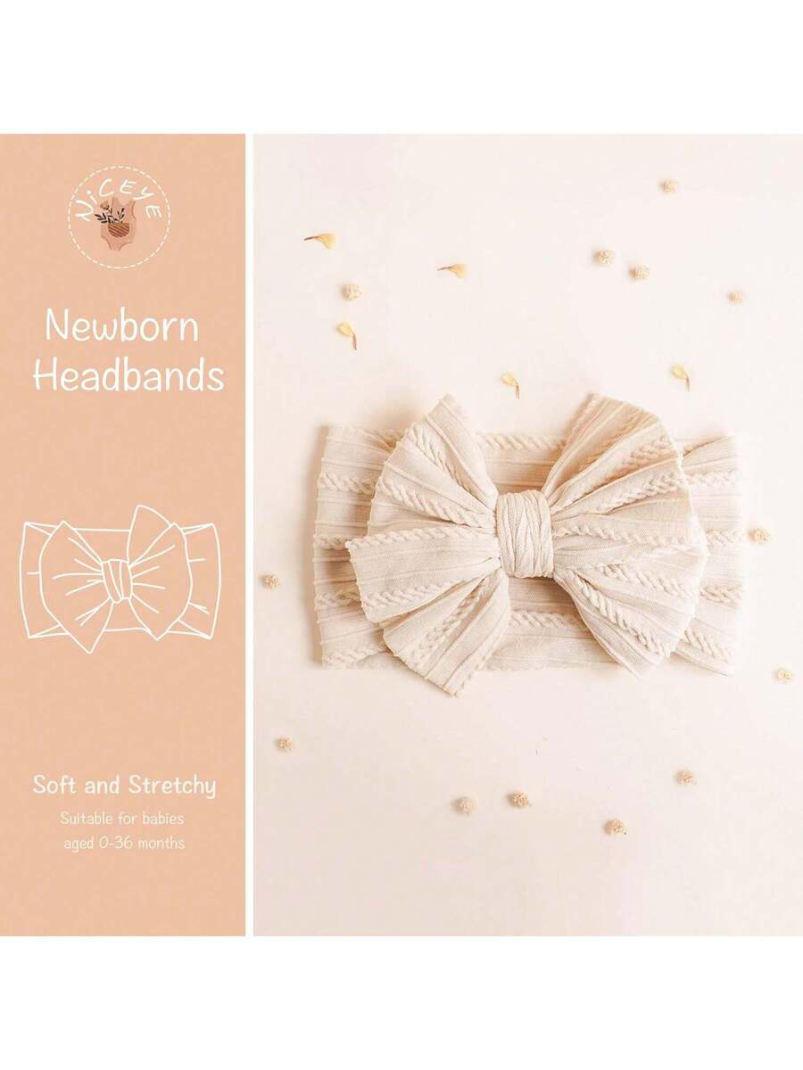 8pcs Handmade Baby Bow Headbands for Newborn and Toddler Daily Wear