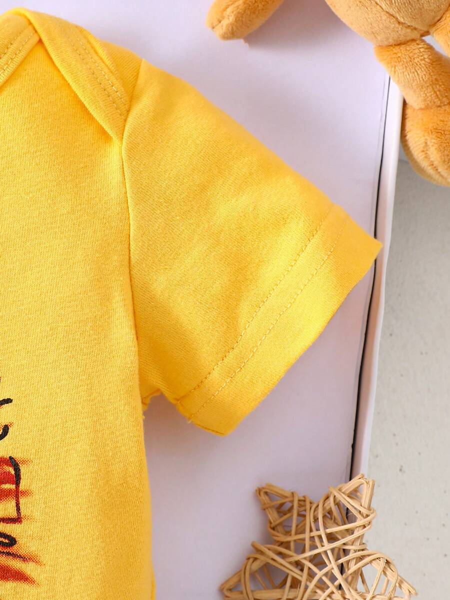 Lion Print Romper and 3D Ear Hat Outfit Set for Cute Summer Daily Wear