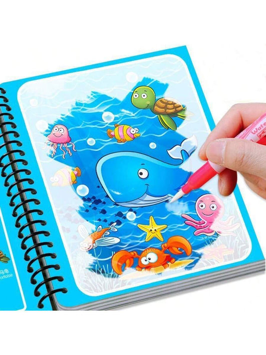 Reusable Magic Water Coloring Book For Kids With Refillable Water Pen Mess Free Drawing And Learning Activity Set 1/3PCS