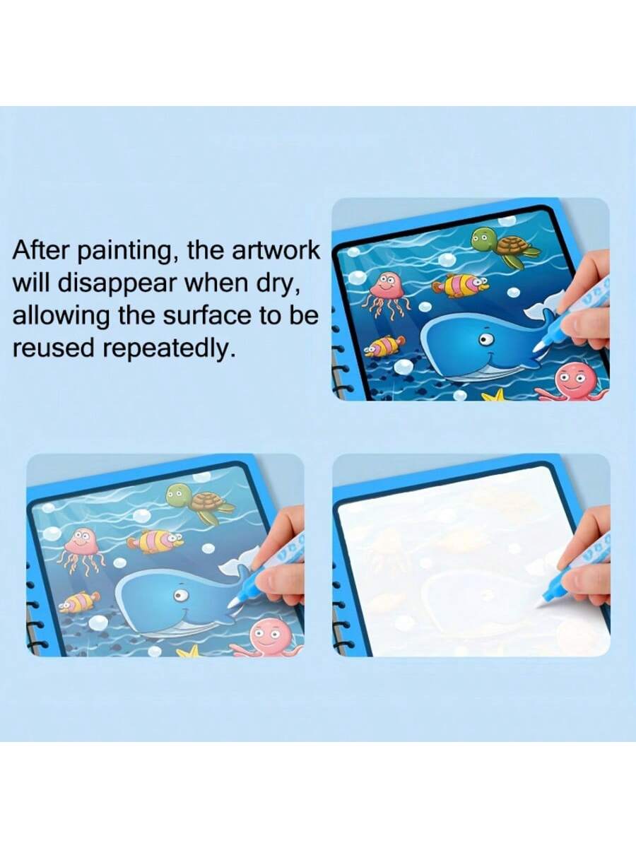 Reusable Magic Water Coloring Book For Kids With Refillable Water Pen Mess Free Drawing And Learning Activity Set 1/3PCS