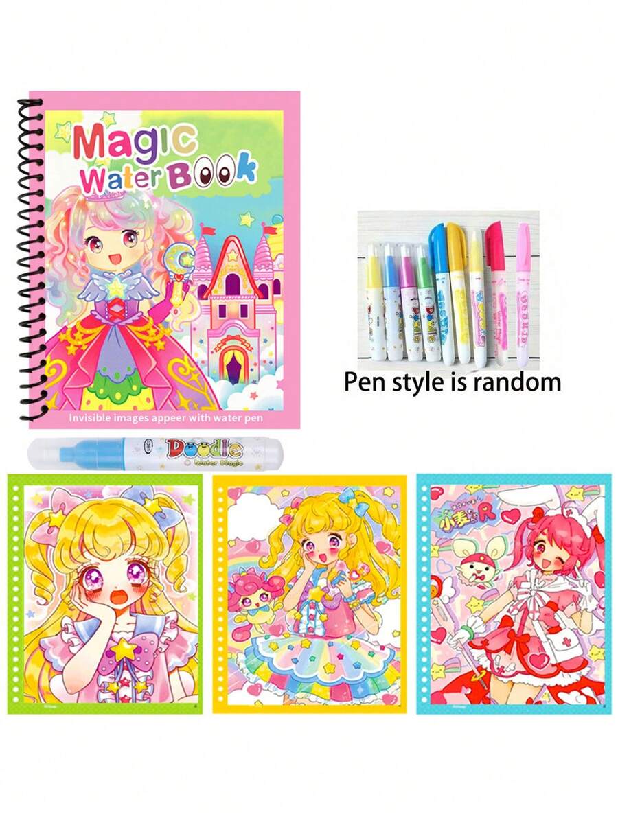 Reusable Magic Water Coloring Book For Kids With Refillable Water Pen Mess Free Drawing And Learning Activity Set 1/3PCS
