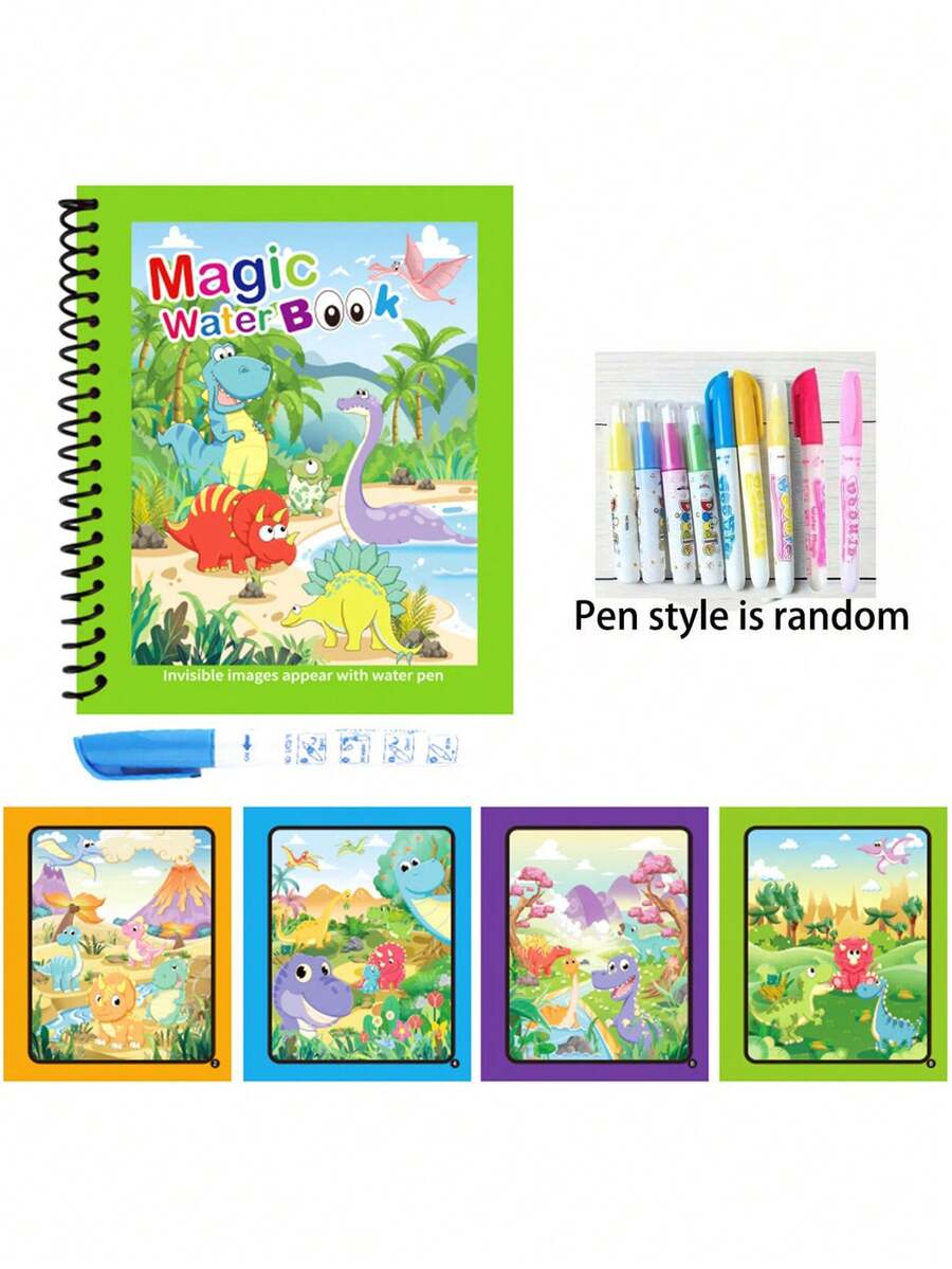 Reusable Magic Water Coloring Book For Kids With Refillable Water Pen Mess Free Drawing And Learning Activity Set 1/3PCS