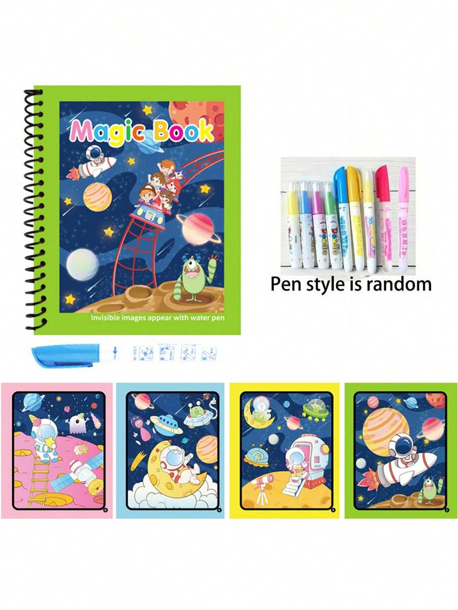 Reusable Magic Water Coloring Book For Kids With Refillable Water Pen Mess Free Drawing And Learning Activity Set 1/3PCS