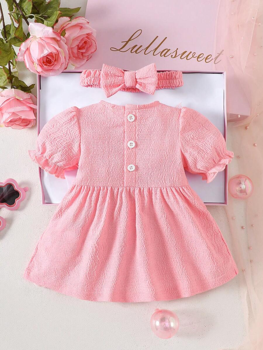 Newborn Pink Bow Dress & Headband Set - Sweet Princess Style Outfit