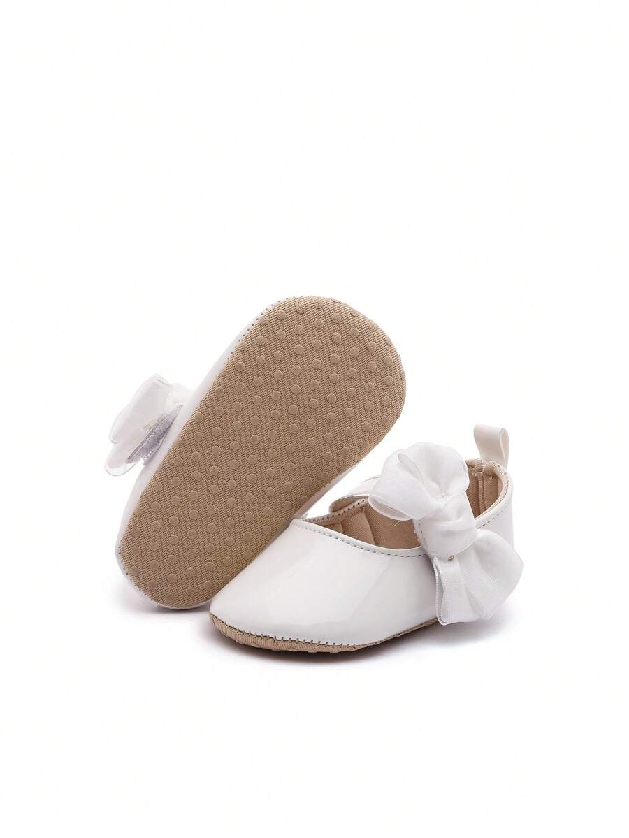 Sweet Glossy Bow Flat Shoes for Infant Girls - Elegant 0-1 Year Princess Flats