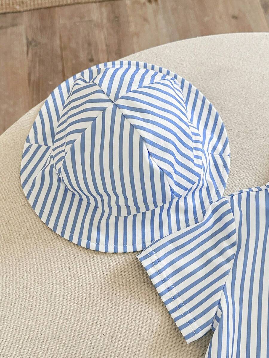 Newborn Baby Boy Girl Horse Print Polo Romper & Sun Hat 2 Piece Outfit Set for Spring Summer
