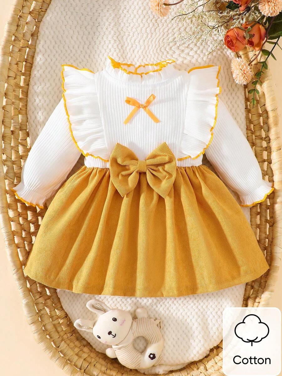 Baby Heart Pattern Dress and Headband Set for Cute All Season Daily Wear