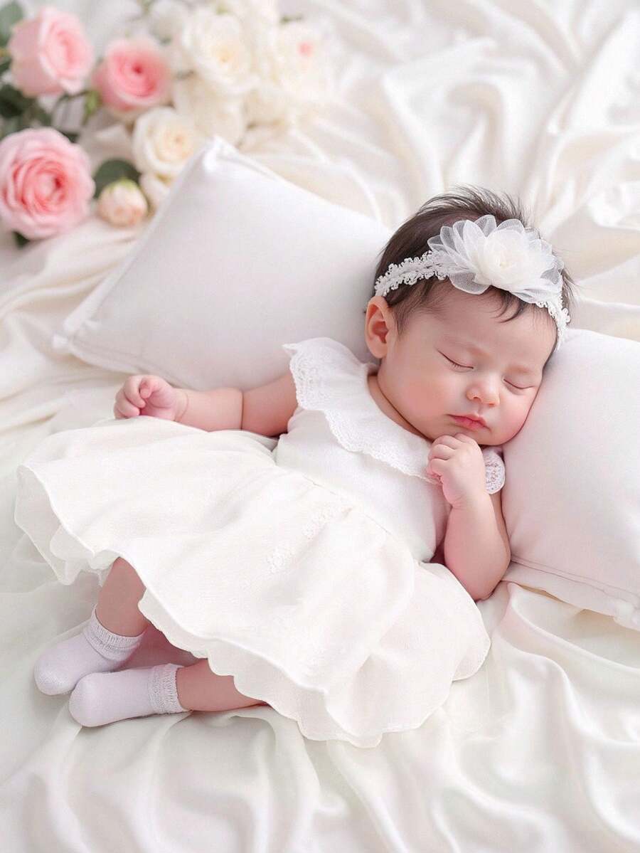 Baby Lace Collar Mesh Dress for Spring and Summer Celebrations and Photoshoots