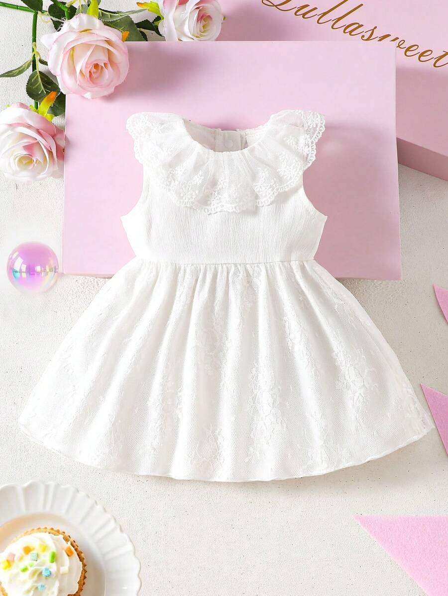 Baby Lace Collar Mesh Dress for Spring and Summer Celebrations and Photoshoots