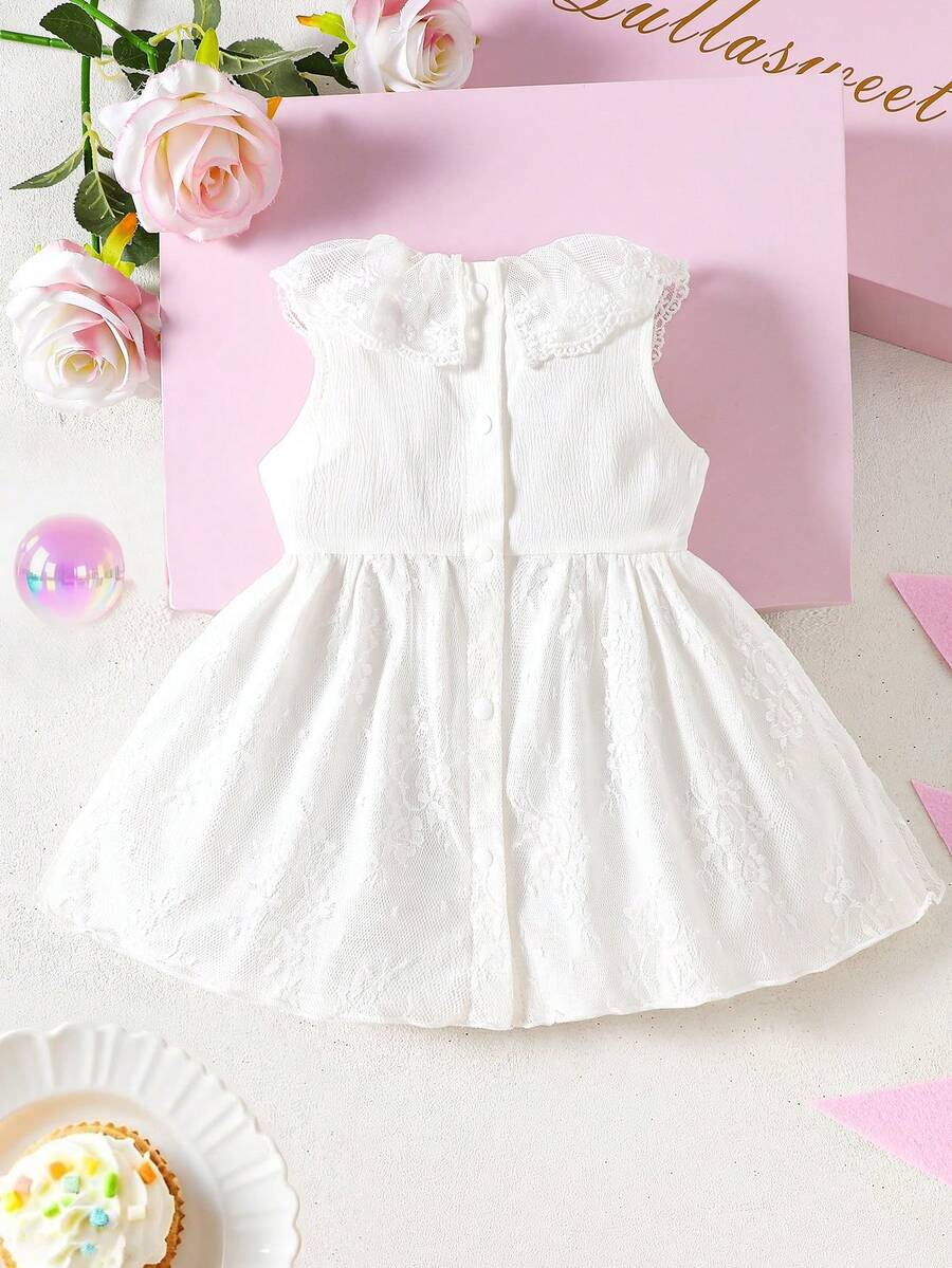 Baby Lace Collar Mesh Dress for Spring and Summer Celebrations and Photoshoots