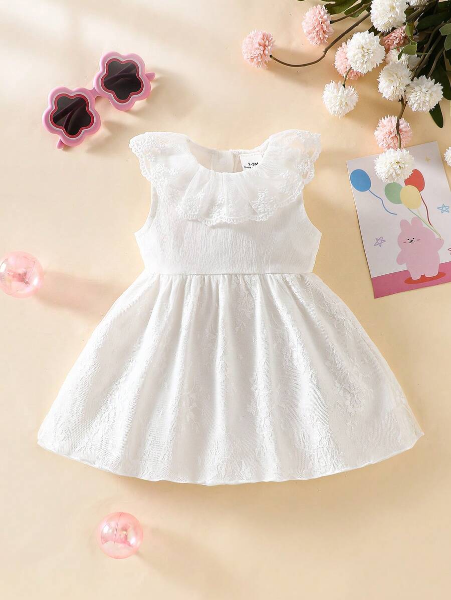 Baby Lace Collar Mesh Dress for Spring and Summer Celebrations and Photoshoots