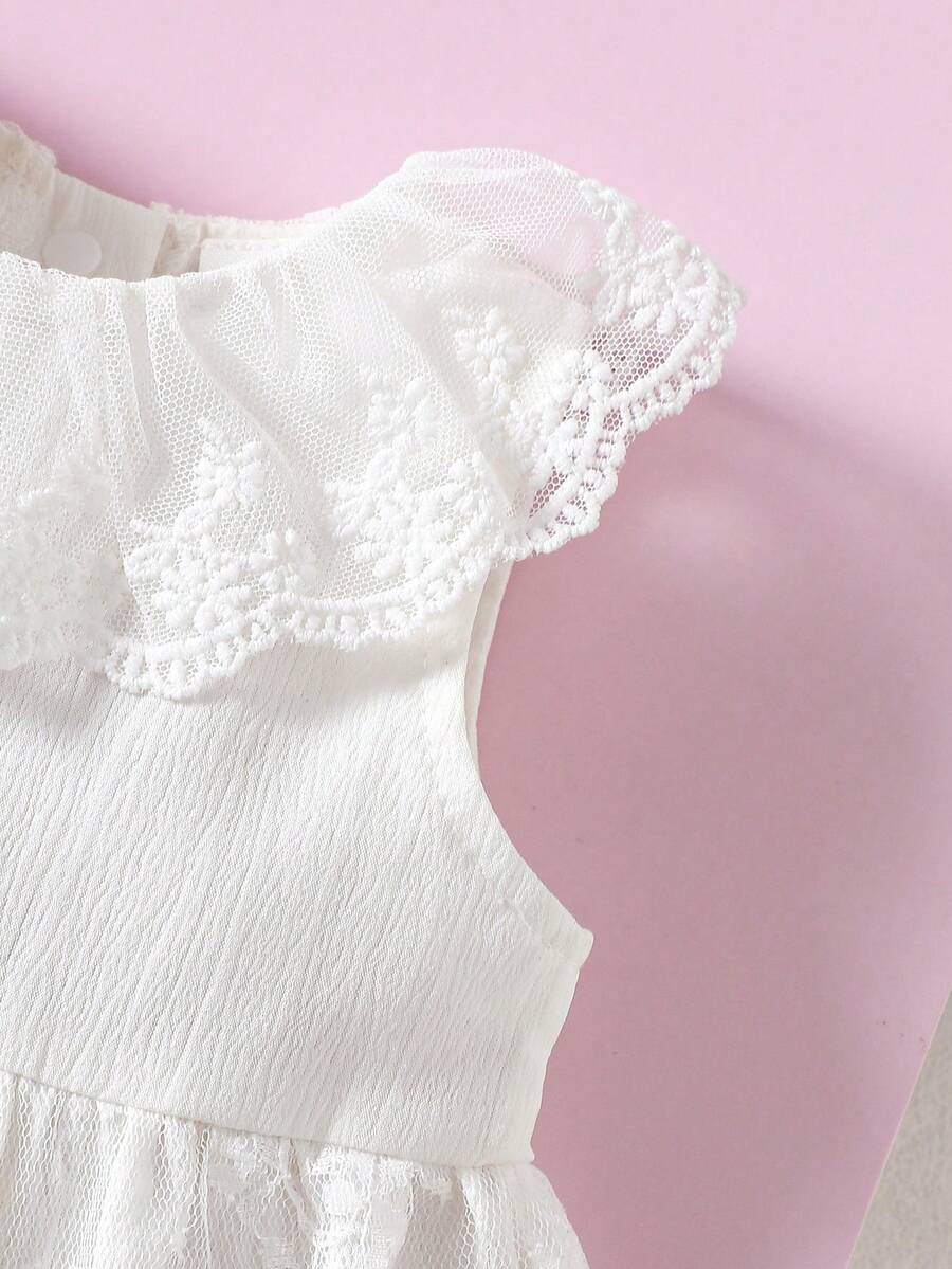 Baby Lace Collar Mesh Dress for Spring and Summer Celebrations and Photoshoots