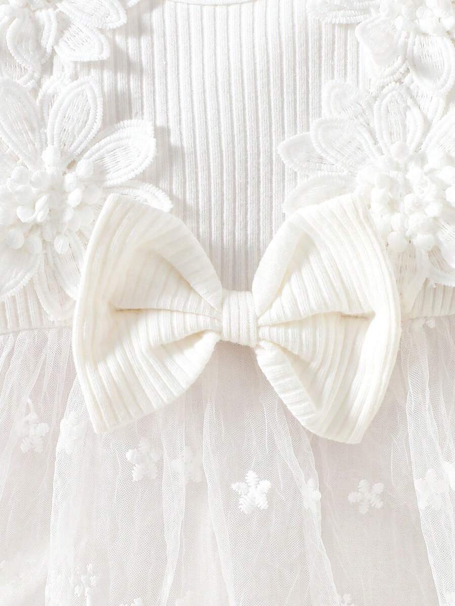 Baby Embroidered Mesh Dress and Headband Set for Elegant Outdoor Photoshoots and Special Occasions