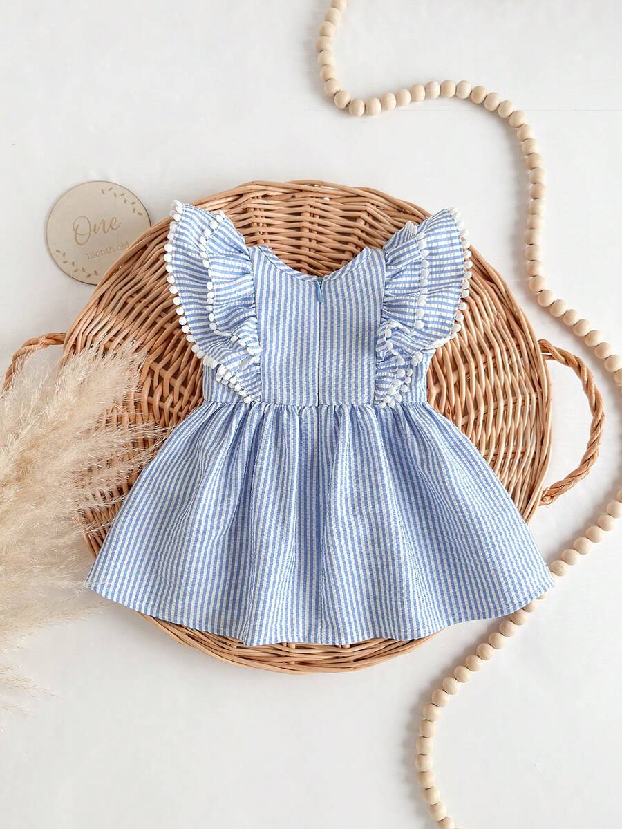 Cozy Pixies Floral Summer Dress - Contrast Color Bow & Waist Tie Detail