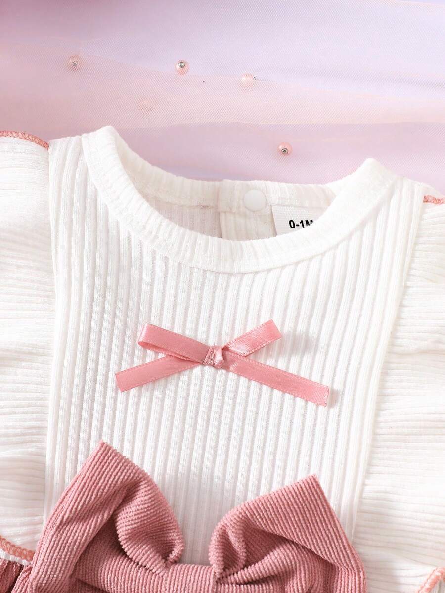 Baby Lace Collar Pink Bow Dress for Elegant Retro Summer Wear