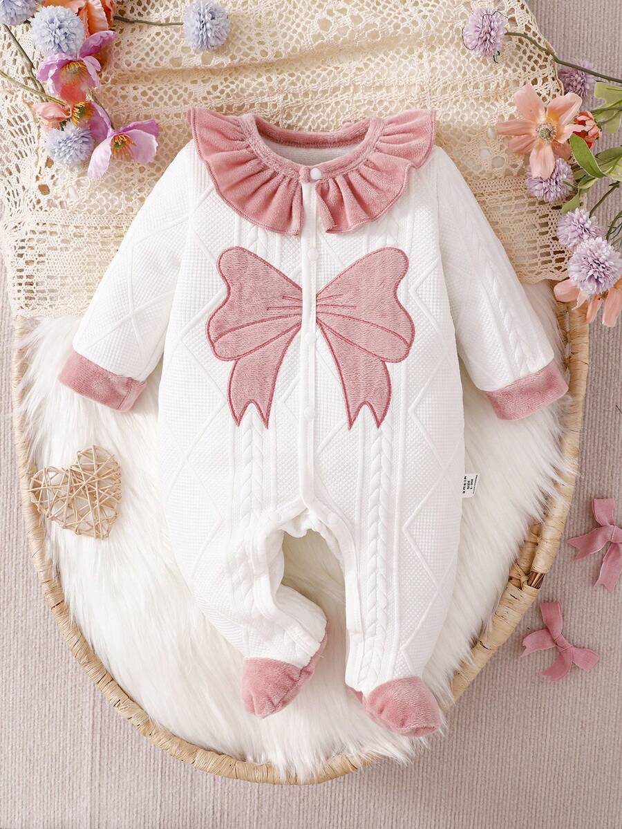 2PCS Newborn Baby Bear Print Long Sleeve Romper & Hat Set – Cozy Winter Outfit