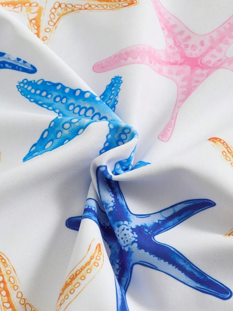 Baby Bow Print Long Sleeve One-Piece Swimsuit Set with Matching Swim Cap