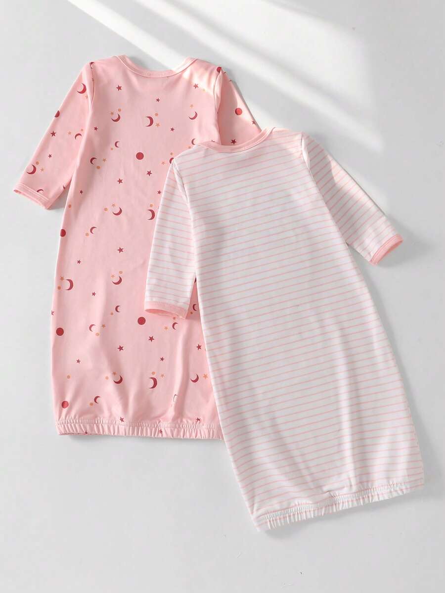 2PCS Baby Star Moon Cloud Print Long Sleeve Pajama Set for Cozy Sleepwear