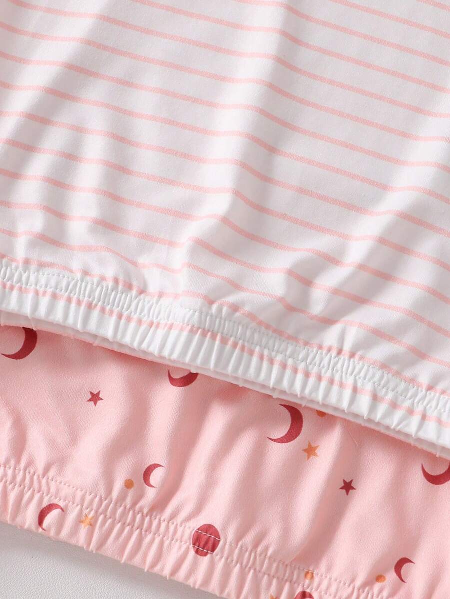 2PCS Baby Star Moon Cloud Print Long Sleeve Pajama Set for Cozy Sleepwear