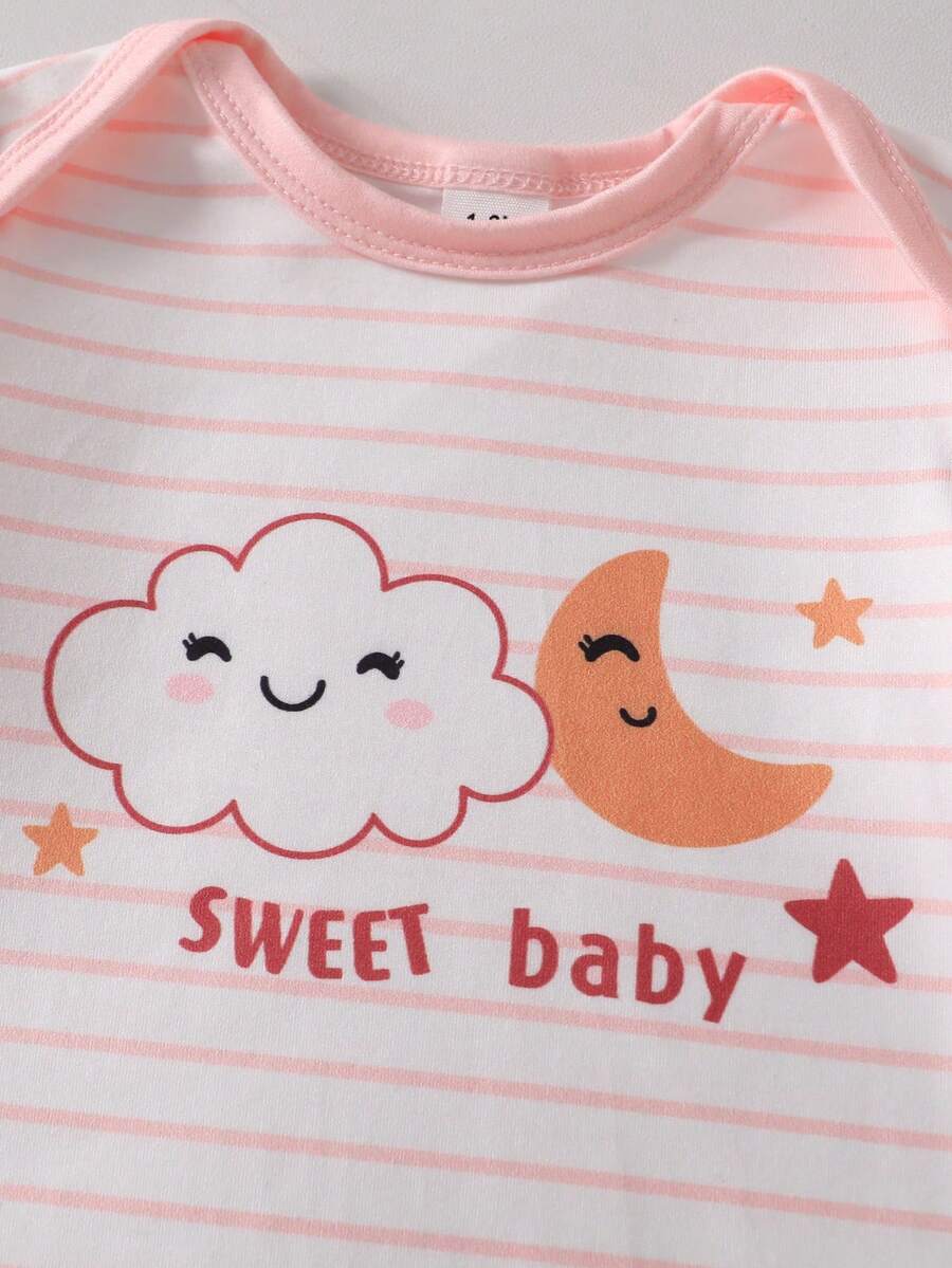 2PCS Baby Star Moon Cloud Print Long Sleeve Pajama Set for Cozy Sleepwear