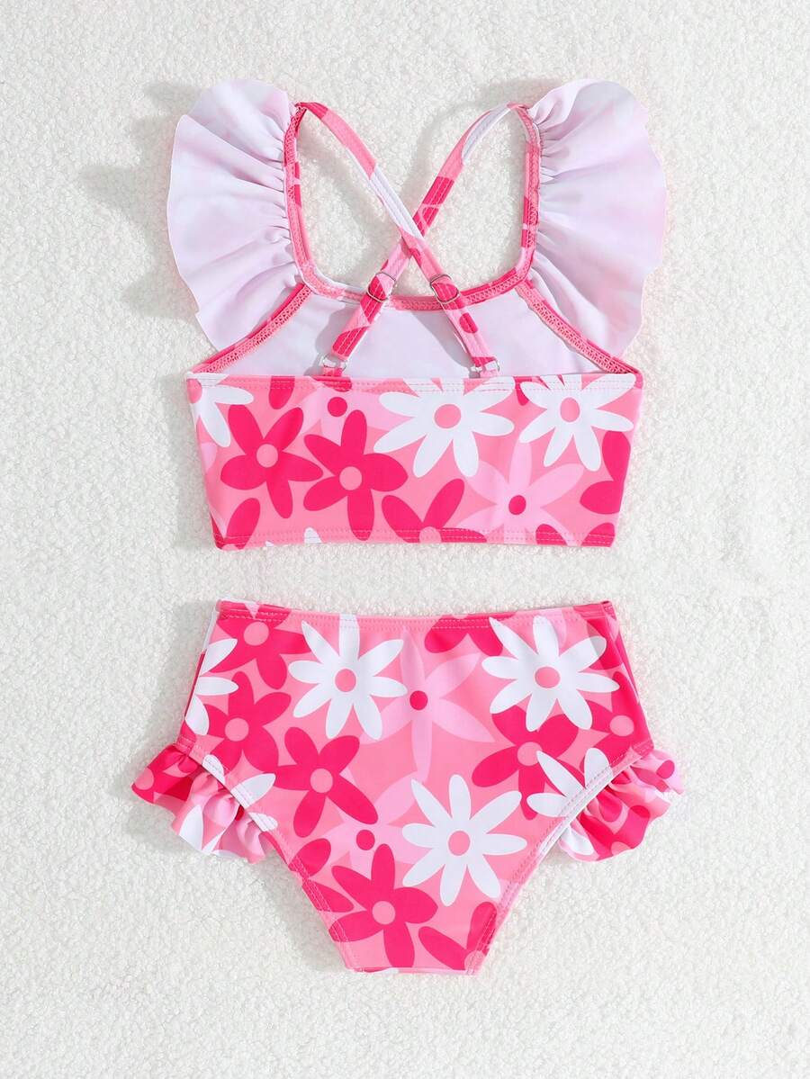 Baby Girls Leopard Print Bikini Set With Ruffle Trim Cute Summer Swimwear