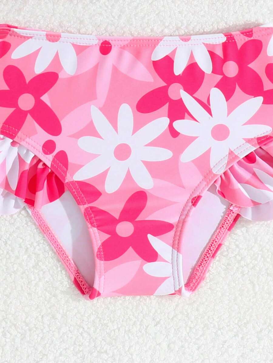 Baby Girls Leopard Print Bikini Set With Ruffle Trim Cute Summer Swimwear