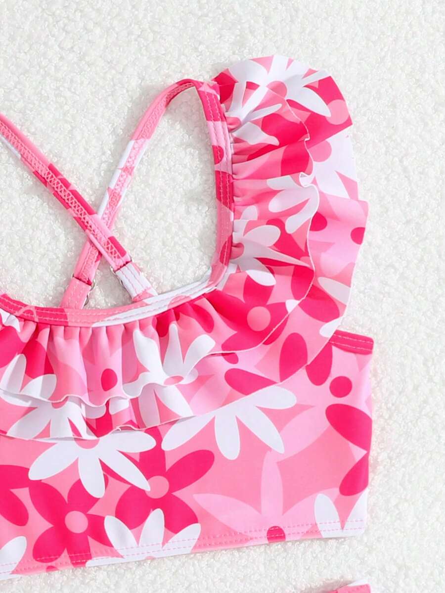 Baby Girls Leopard Print Bikini Set With Ruffle Trim Cute Summer Swimwear