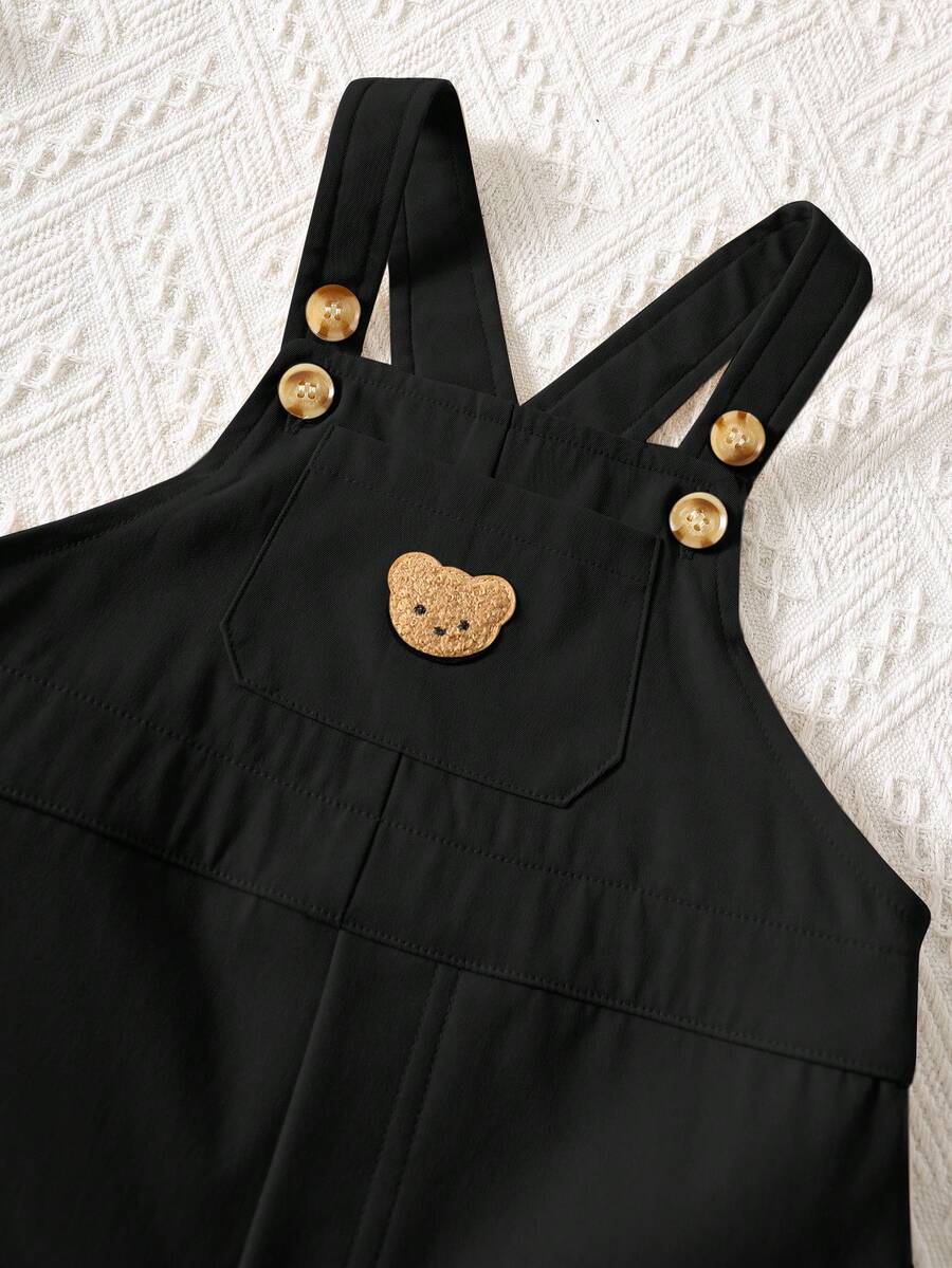 2-Piece Toddler Boy Outfit: Black Graphic T-Shirt and Camo Bib Shorts