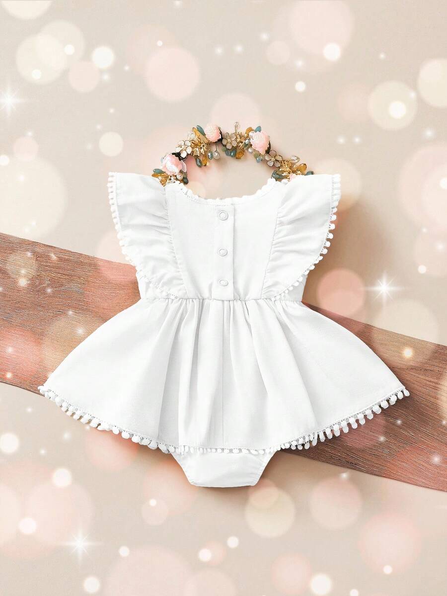 Baby Floral Print Ruffle Sleeveless Romper Dress for Spring Daily Wear