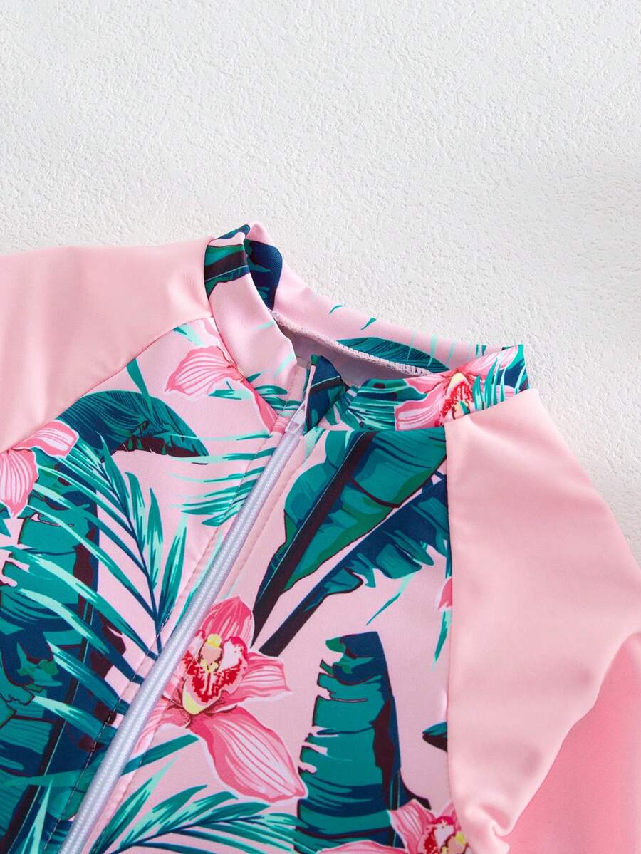 Baby Girls Cartoon Print Swimsuit Romper Casual Summer Vacation Beachwear