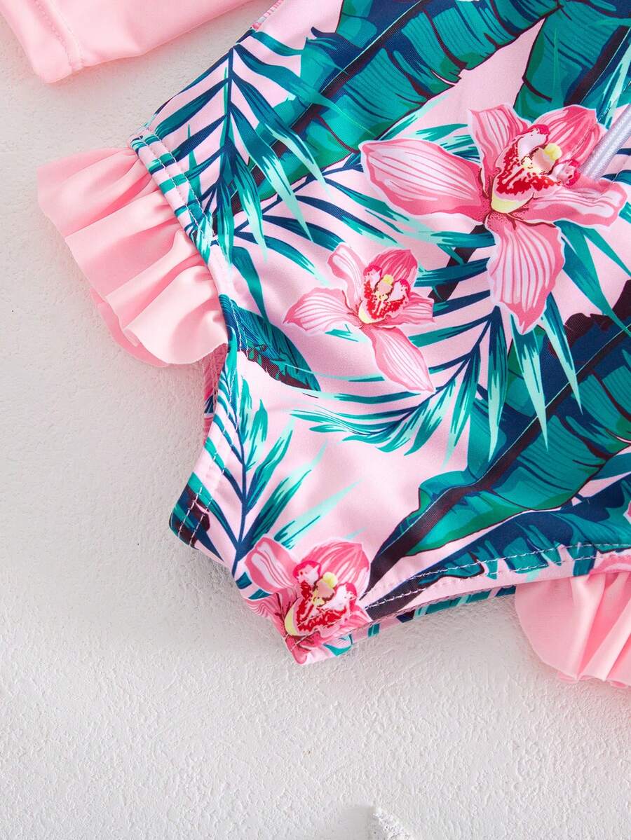 Baby Girls Cartoon Print Swimsuit Romper Casual Summer Vacation Beachwear