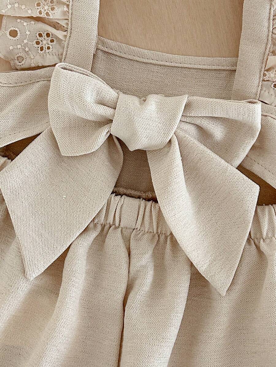 Baby Bow Tie Cap Sleeve Romper for Cute Summer Daily Wear and Outings