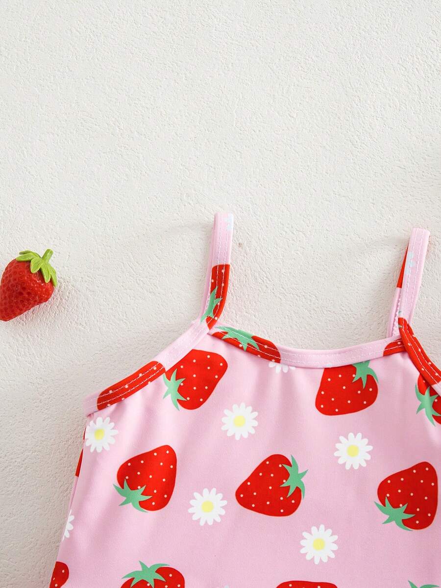 Baby Girls Minimalist Spaghetti Strap One Piece Swimsuit Casual Summer Beachwear