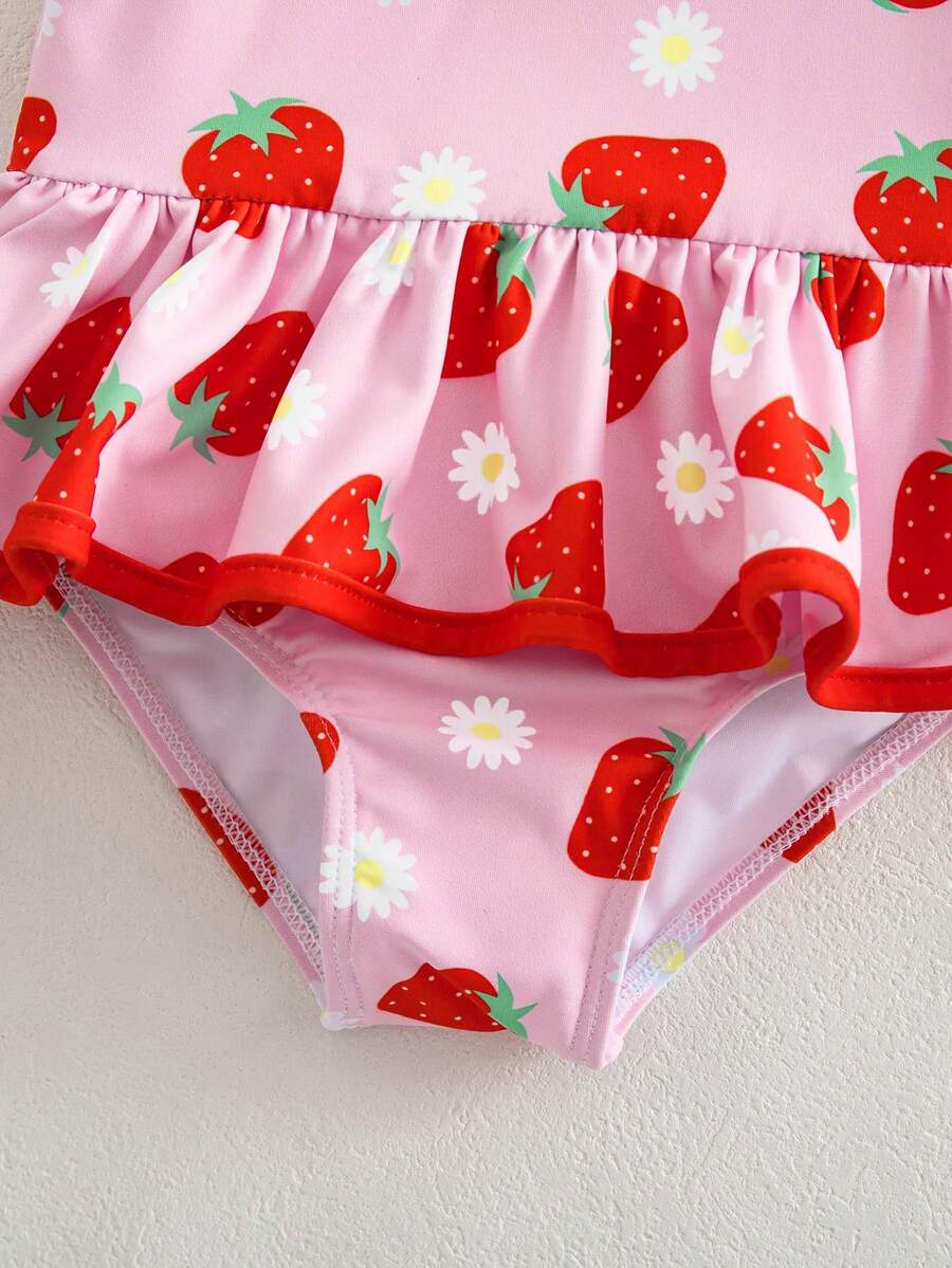 Baby Girls Minimalist Spaghetti Strap One Piece Swimsuit Casual Summer Beachwear
