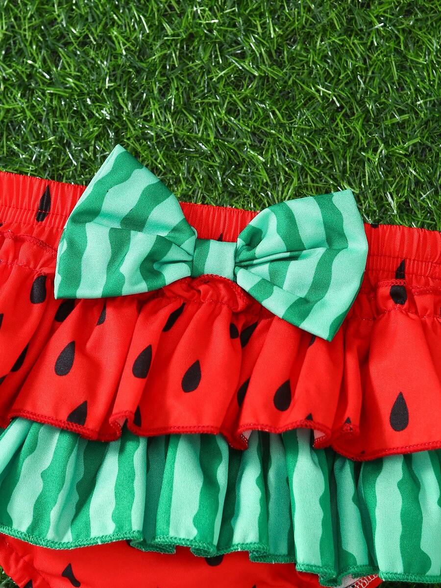 Sleeveless Strawberry Floral Top & Ruffle Skirt 3-Piece Set for Toddler Girls