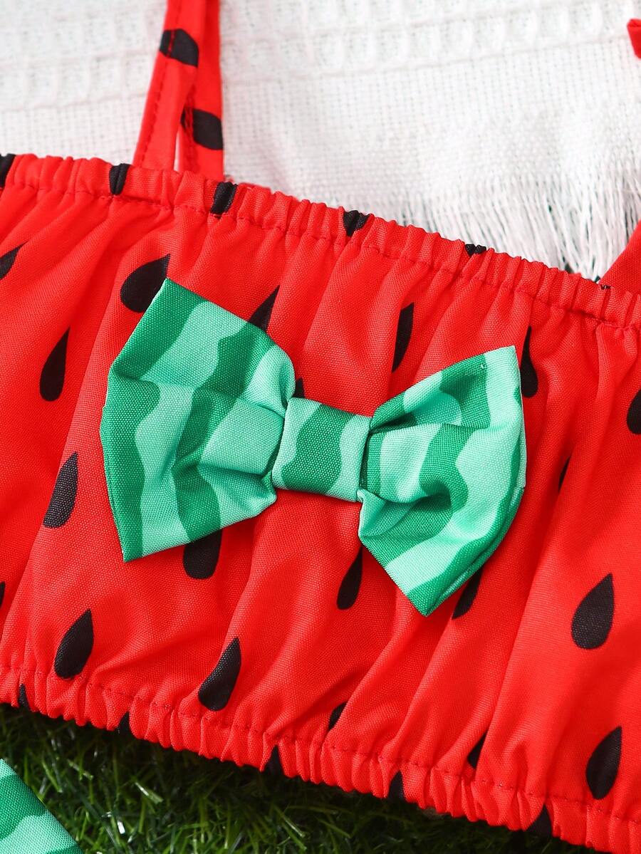 Sleeveless Strawberry Floral Top & Ruffle Skirt 3-Piece Set for Toddler Girls