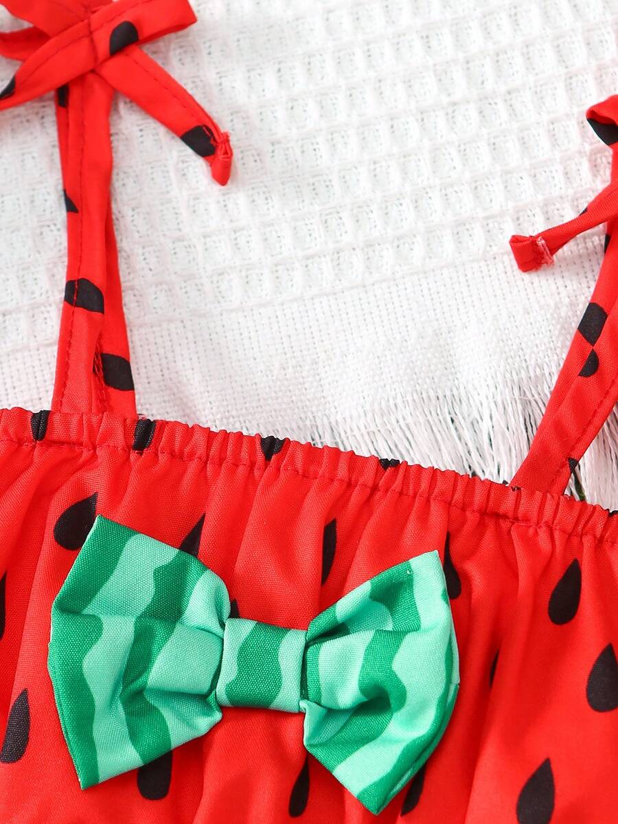 Sleeveless Strawberry Floral Top & Ruffle Skirt 3-Piece Set for Toddler Girls