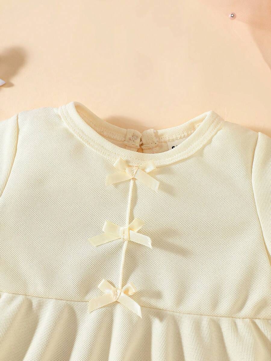 Baby Textured Princess Sleeve Dress for Elegant Spring and Summer Outings