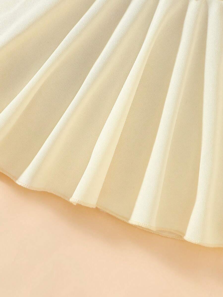 Baby Textured Princess Sleeve Dress for Elegant Spring and Summer Outings