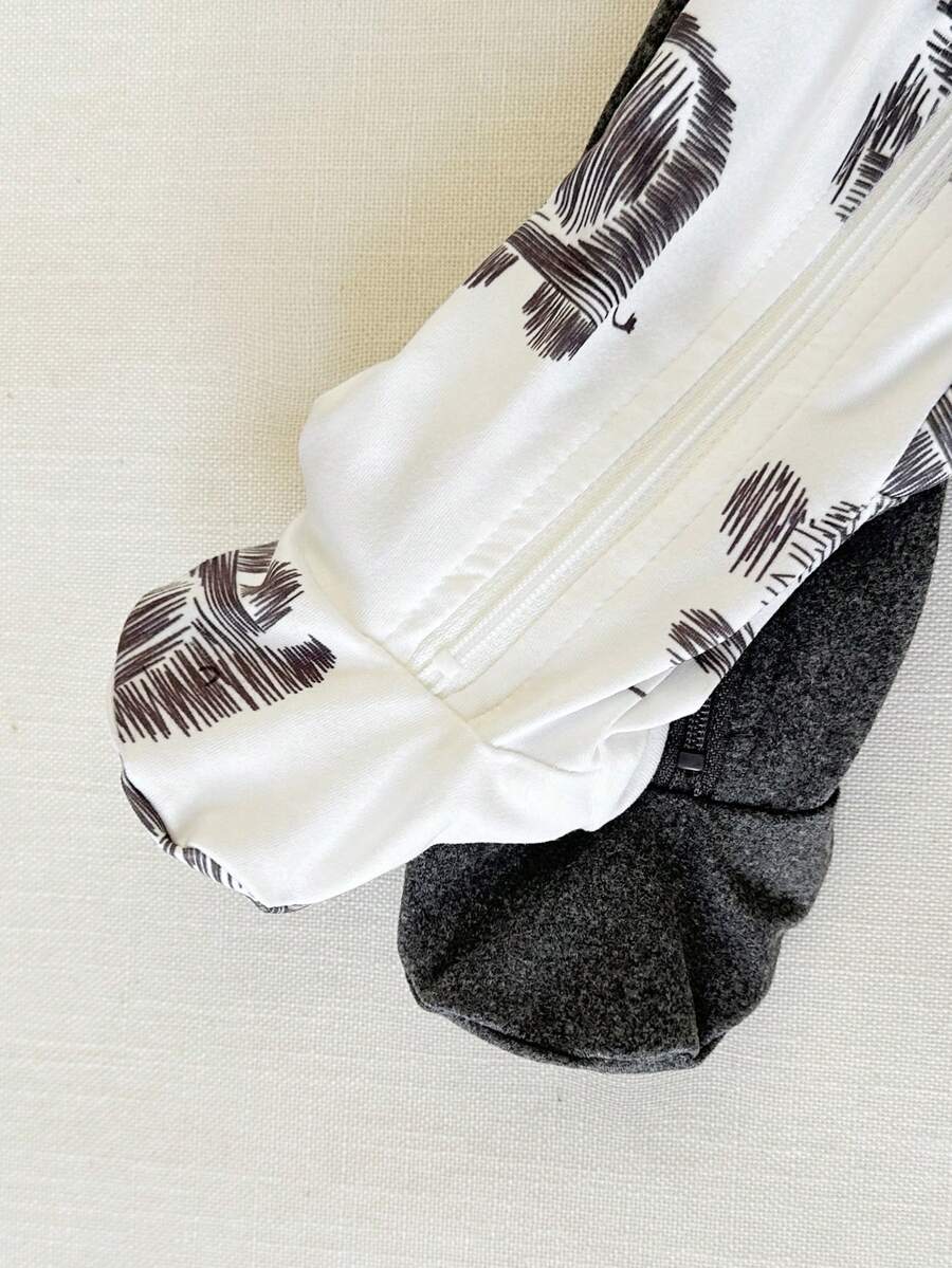 2PCS Baby Elephant Print Long Sleeve Romper Set for Cozy Autumn and Winter Wear