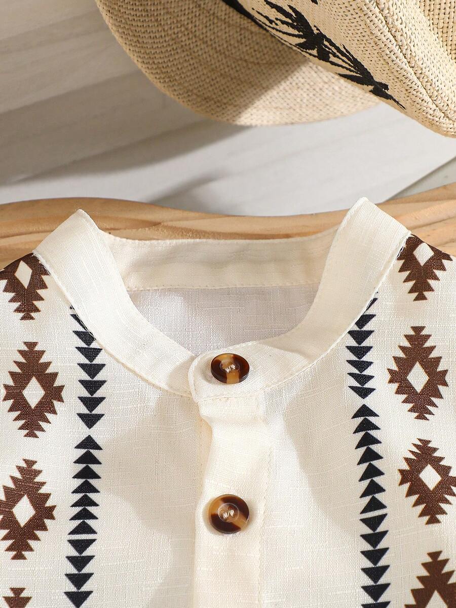Summer Outing Baby Boy 2-Piece Printed Shirt and Comfortable Shorts Set