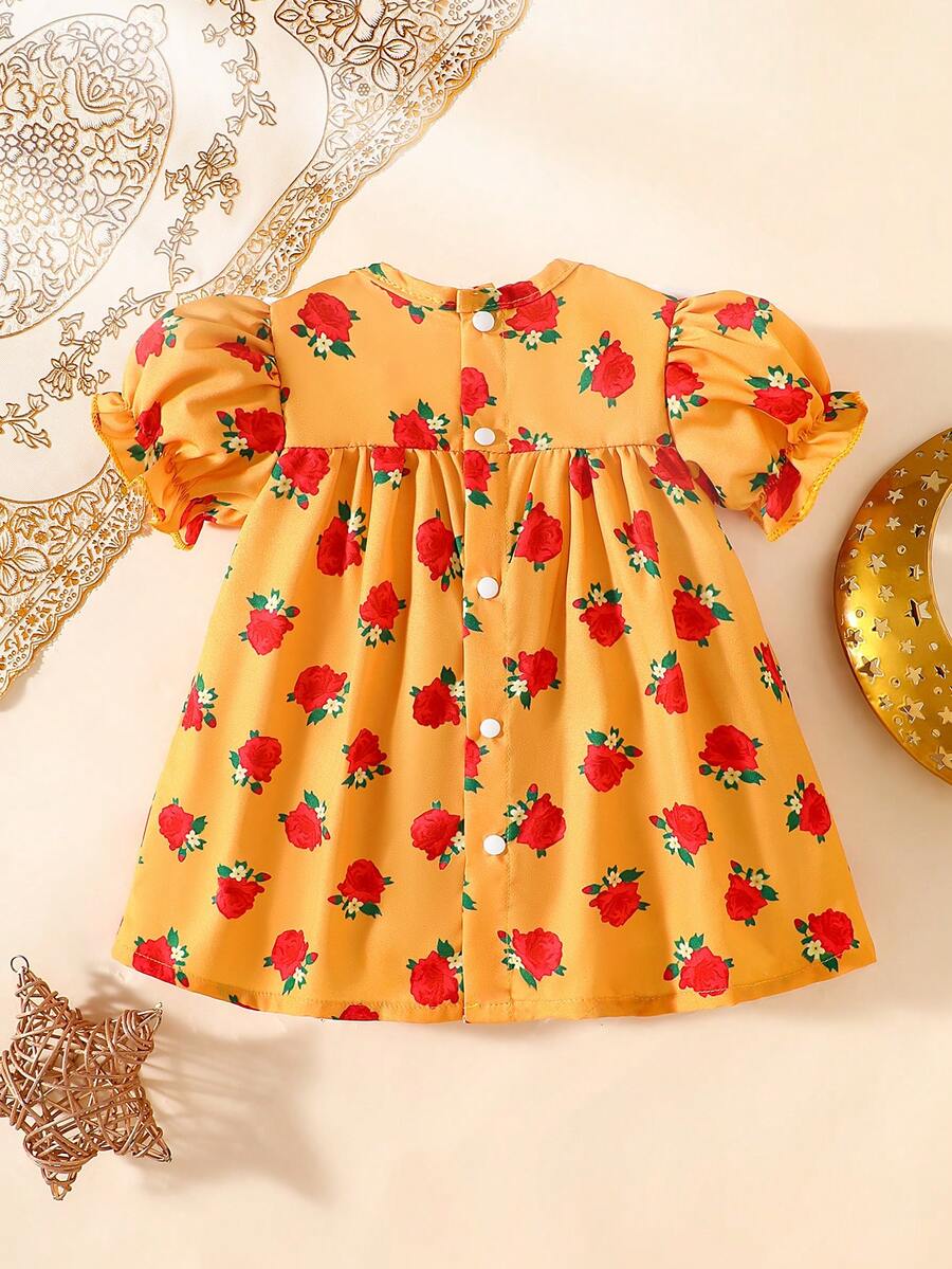 Baby Embroidered Puff Sleeve Dress for Cute Summer Outings and Photoshoots