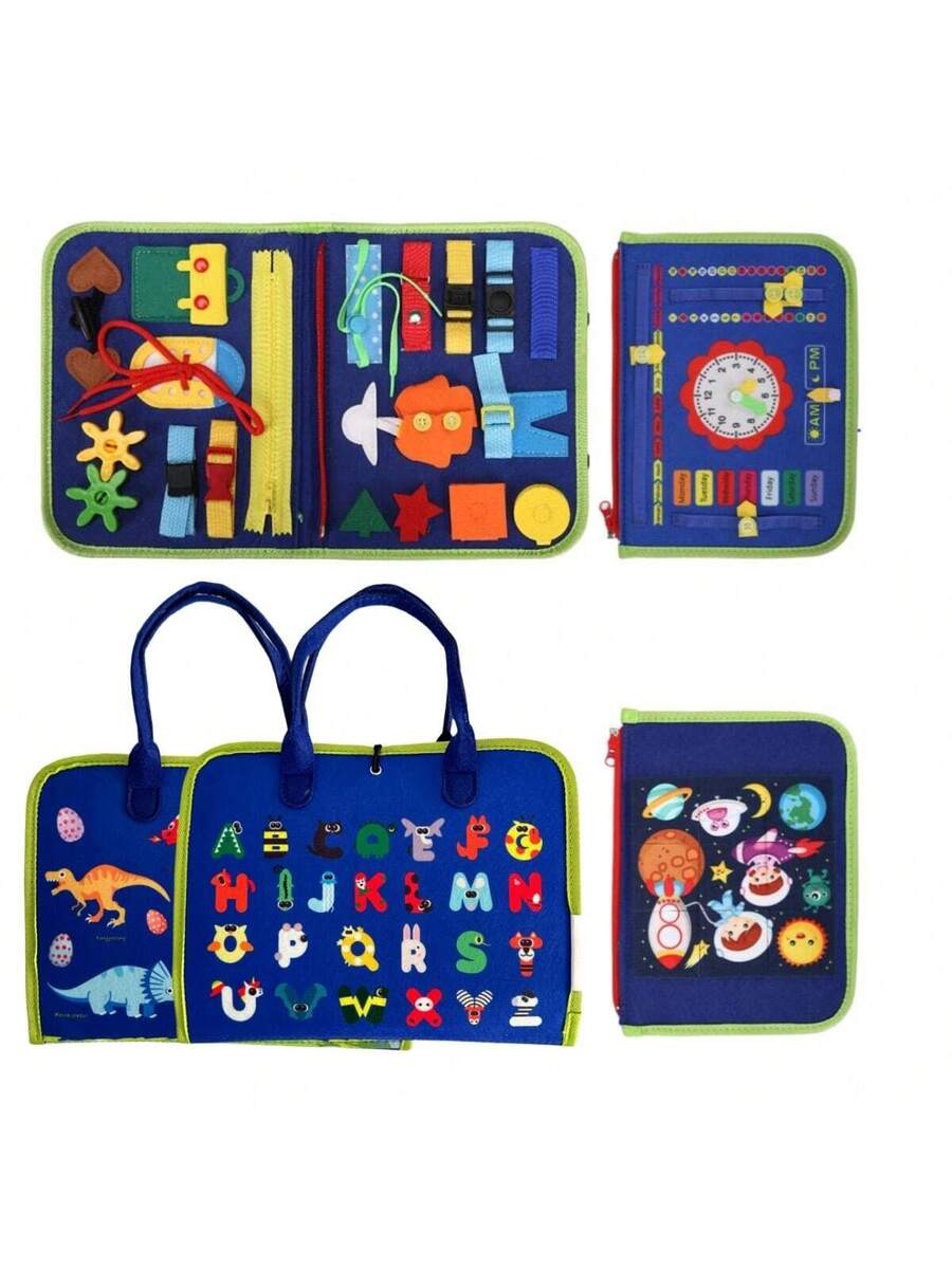 Montessori Busy Board for Toddlers Sensory Activity Book Travel Learning Toy for Fine Motor Skills Development