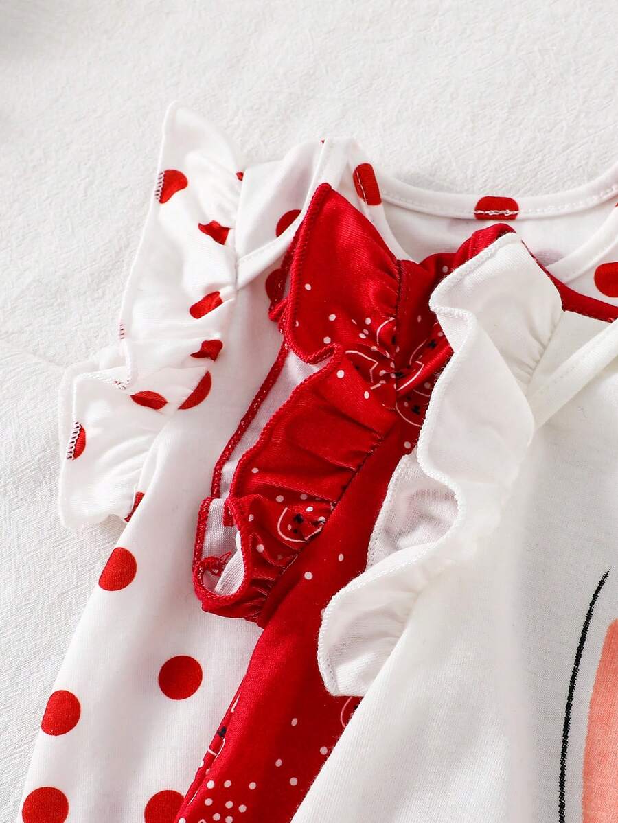Newborn Soft Knit Summer Romper Set - 3pcs Cute Cartoon Graphic Outfits