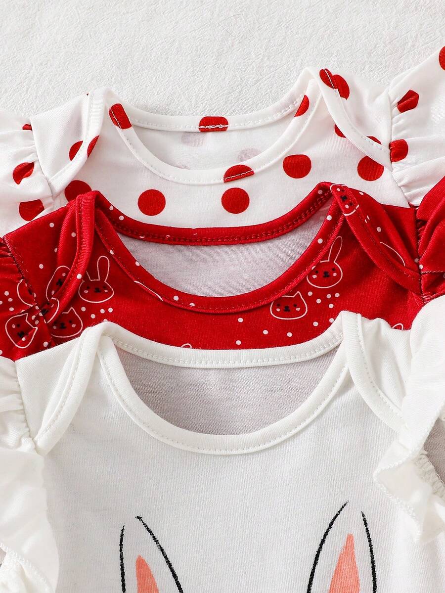 Newborn Soft Knit Summer Romper Set - 3pcs Cute Cartoon Graphic Outfits