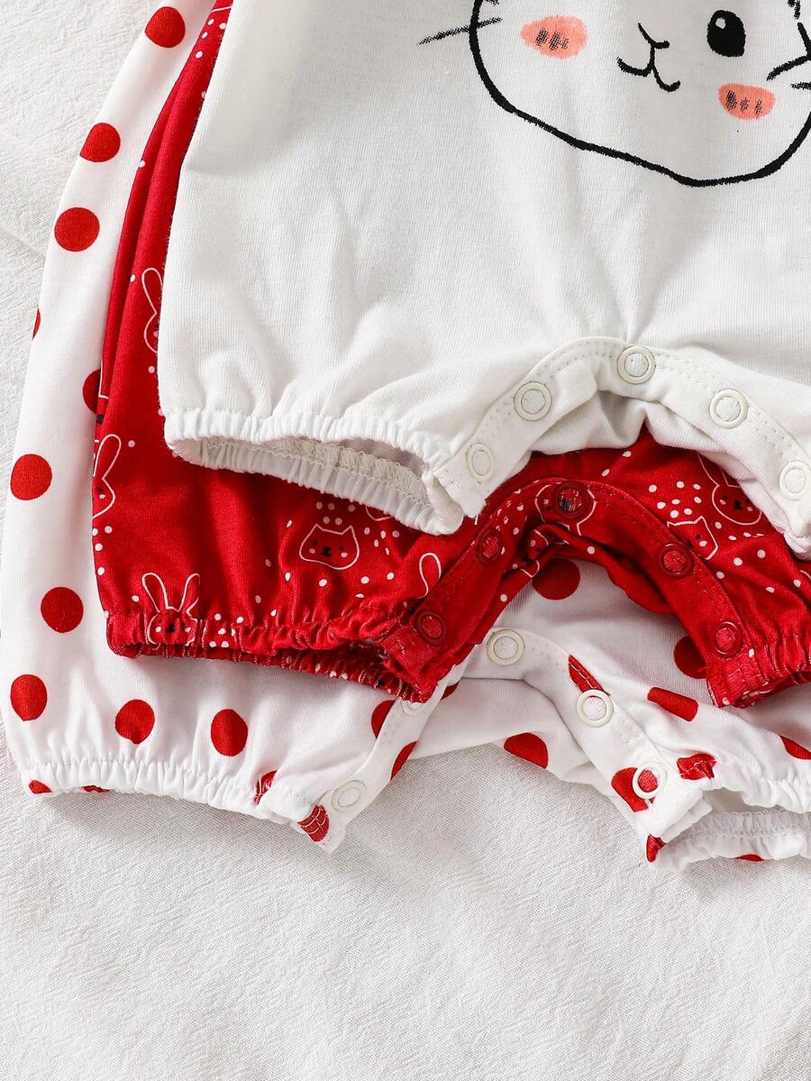 Newborn Soft Knit Summer Romper Set - 3pcs Cute Cartoon Graphic Outfits